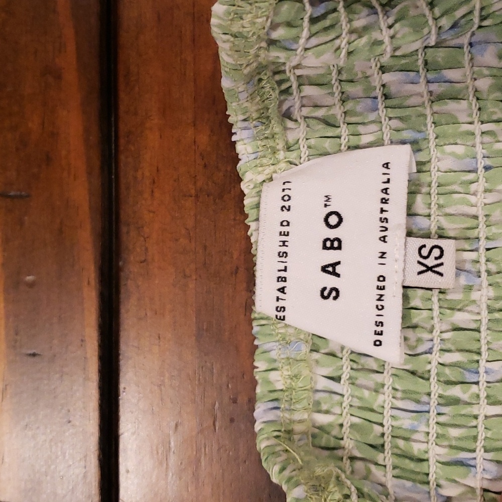 Sabo Skirt Green Floral Smocked Mini Skirt - Picture 6 of 7